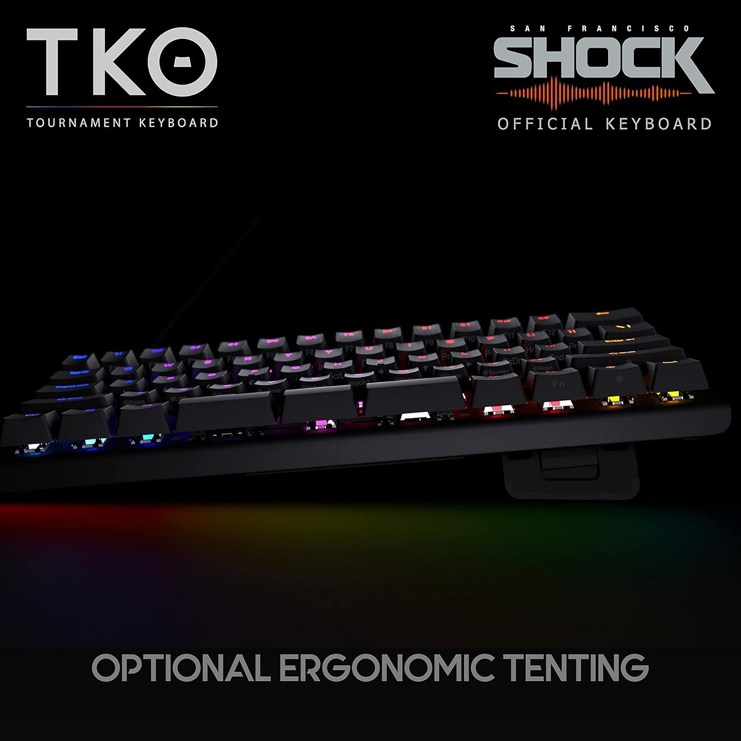 Gaming TKO Mechanical Keyboard | Tactile Brown Switches | 60% Layout | Split Spacebar | Hotswap | PBT Keycaps | Aluminum Body | SF Shock Limited Edition Travel Case