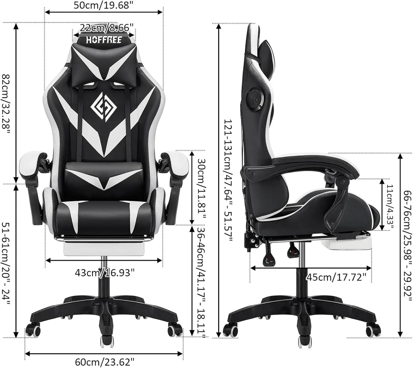 Gaming Chair Massage with Bluetooth Speakers and Led Lights Ergonomic Computer Gaming Chair with Footrest RGB Video Game