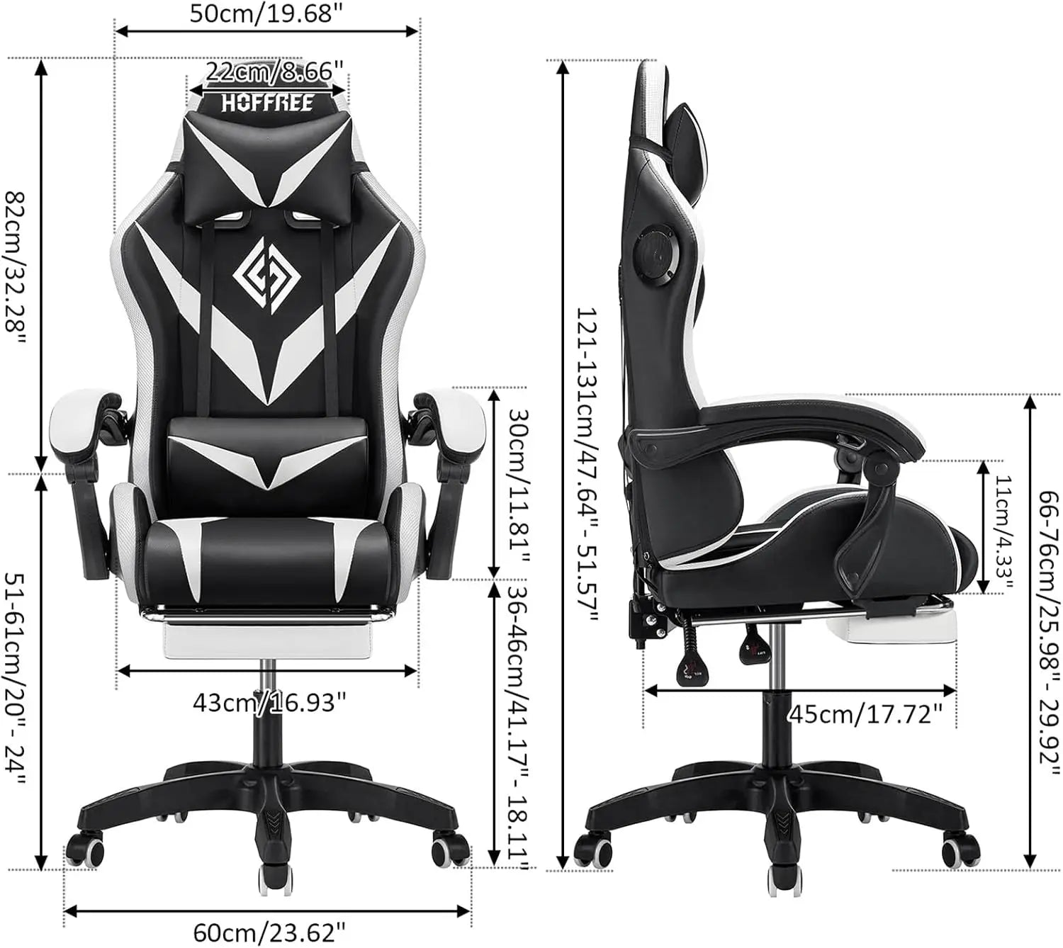 Gaming Chair Massage with Bluetooth Speakers and Led Lights Ergonomic Computer Gaming Chair with Footrest RGB Video Game