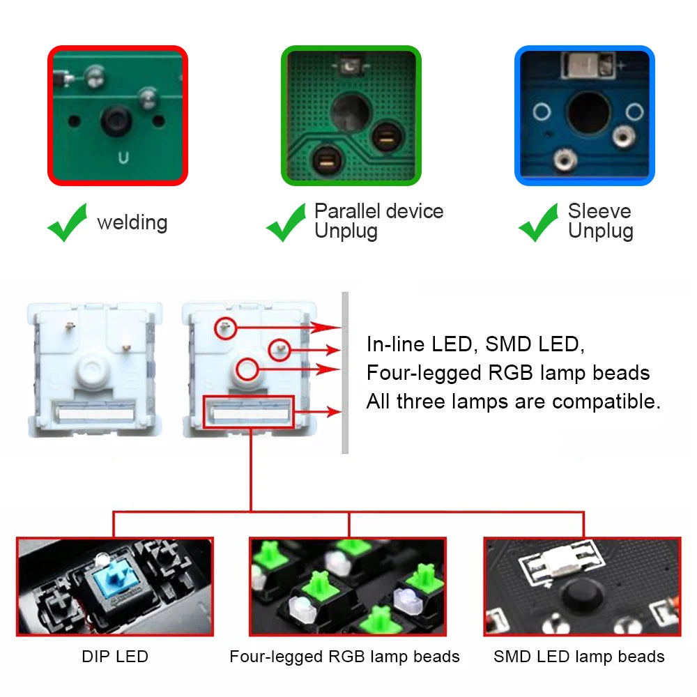 SMD RGB Outemu MX Switch 3Pin Clicky Linear Tactile Silent Red Blue Black Brown Switche for Backlit Mechanical Keyboard