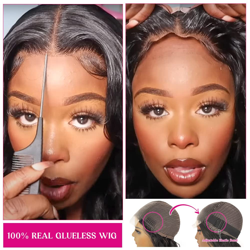5X5 Closure Wig Body Wave Human Hair 5X5 HD Lace Closure Wigs Human Hair Brazilian Virgin Hair Wigs for Black Women Human Hair Glueless Wigs Pre Plucked with Baby Hair 180% Density 28Inch