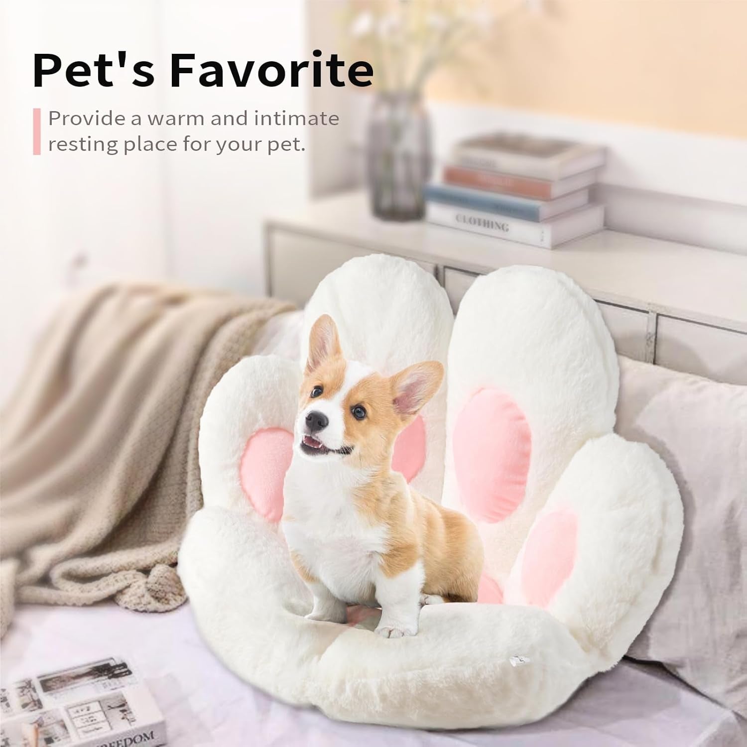 Ditucu Cat Paw Cushion Kawaii Chair Cushions 31.4 X 27.5 Inch Cute Stuff Seat Pad Comfy Lazy Sofa Office Floor Pillow for Gaming Chairs Room Decor White