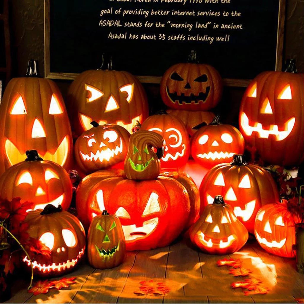 Fridja Halloween Pumpkin LED Light Lamp Creative Lantern Home Props Pumpkin Bar Horror Halloween Decorations Light up Pumpkin 3D Fall Resin Pumpkin Battery Operated Orange
