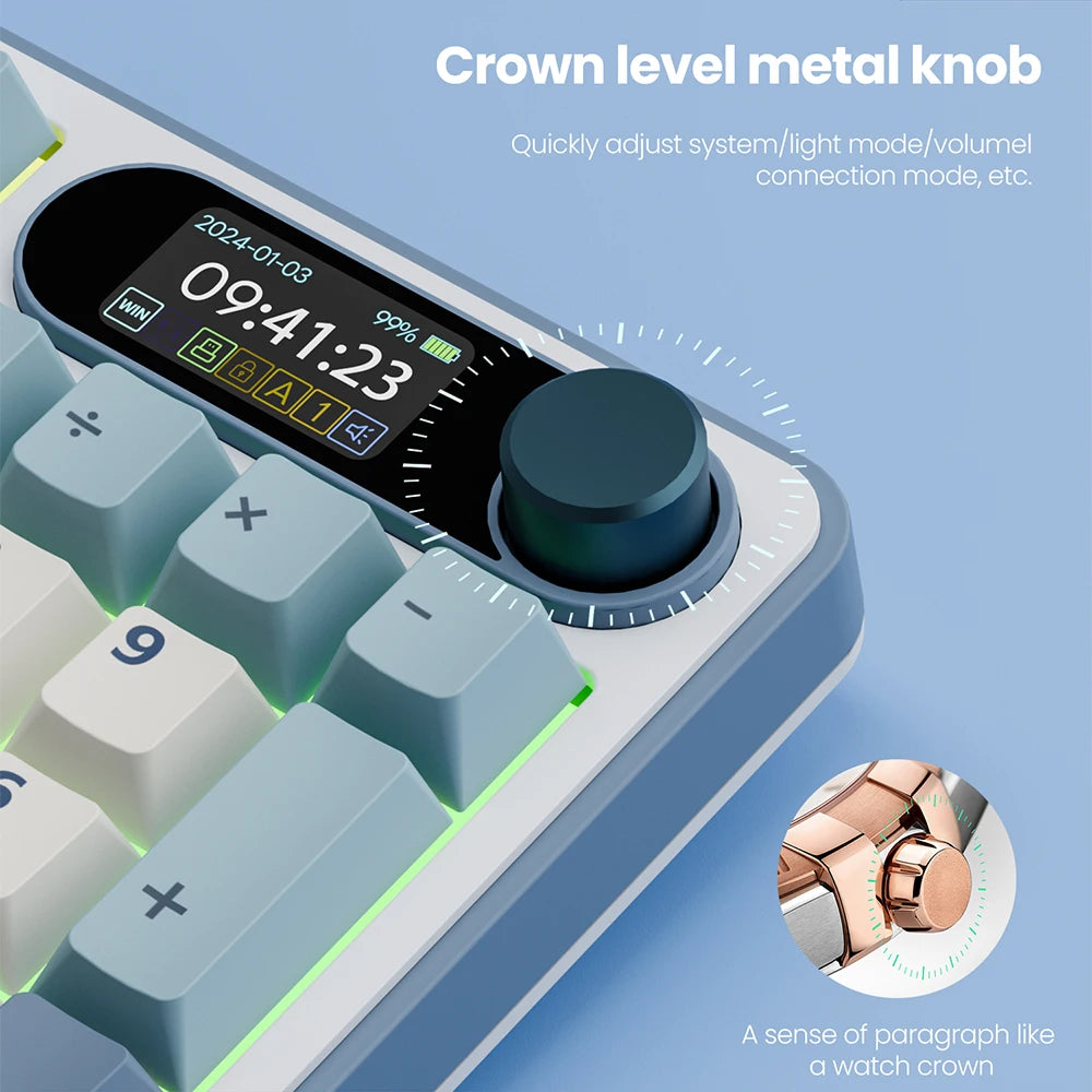 ROYAL KLUDGE S98 Mechanical Keyboard Top Mount TFT Screen 98 Keys RGB BT5.0/2.4G/USB-C Wireless Gamer Keyboard Hot Swappable