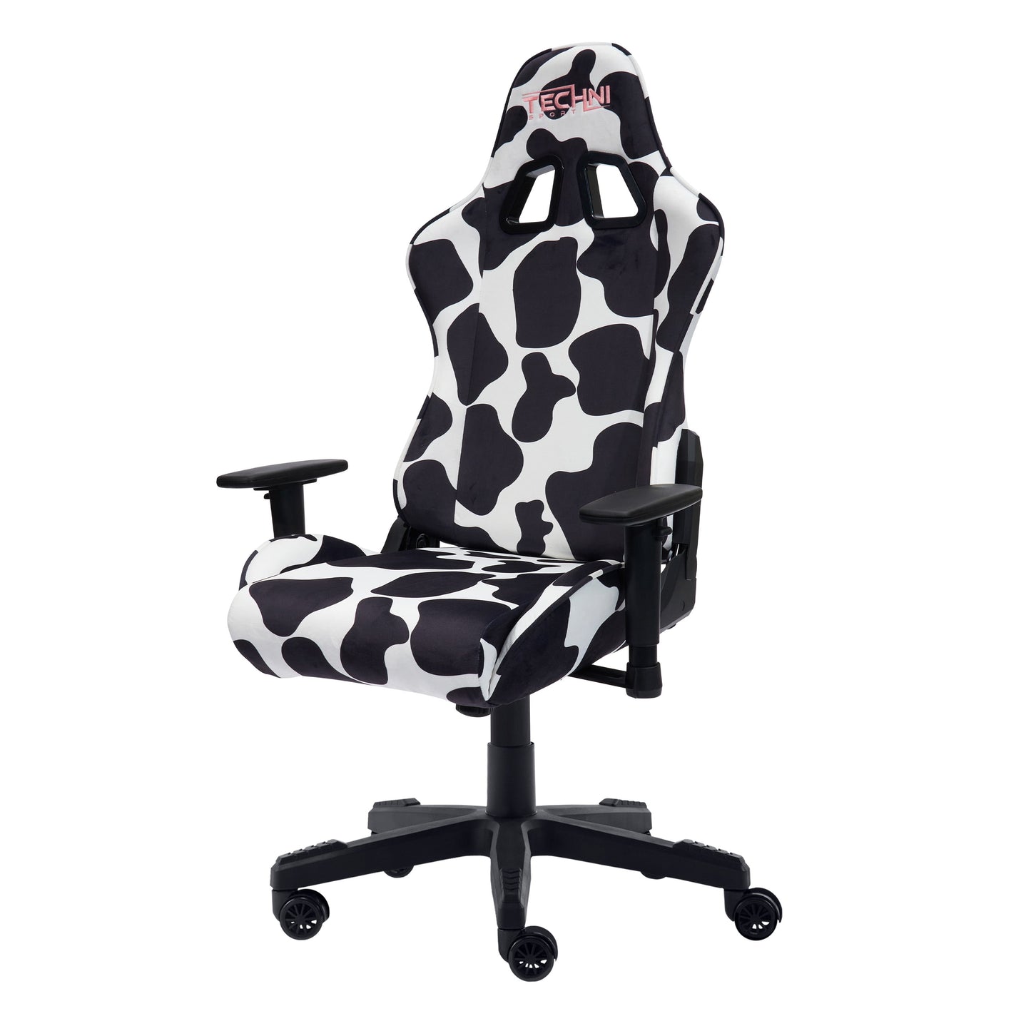 Techni Sport TS85 Luxx Series Gaming Chair with Memory Foam Seat, Black/White Cow Print RTA-TS85-COW