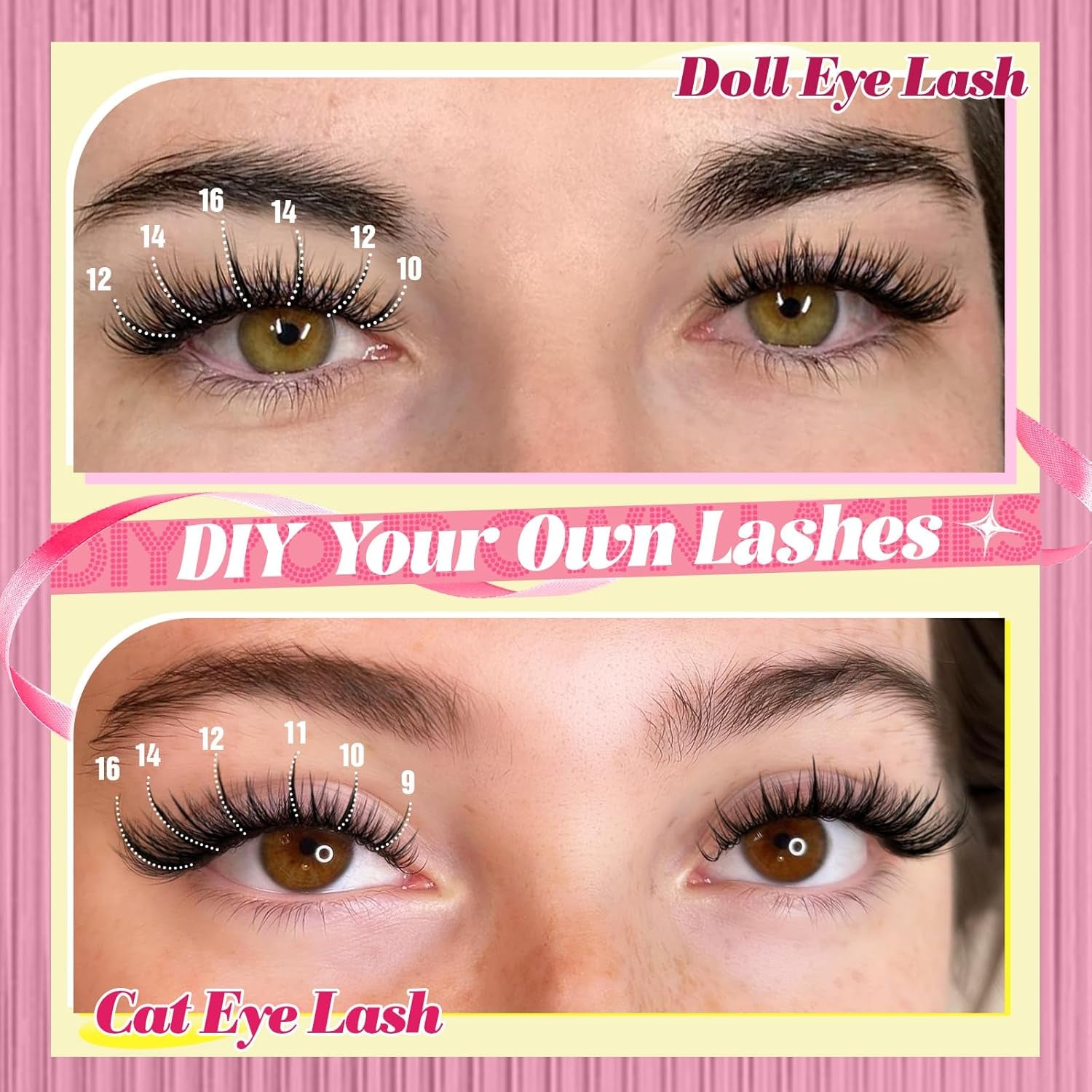 Yawamica Eyelash Clusters Manga Lashes Extension 9-16Mm Wispy Lash Clusters C Curl Individual Lashes 144 Pcs Spiky Cluster Eyelash Extensions Natural Cluster Lashes Waterproof DIY Anime Lash