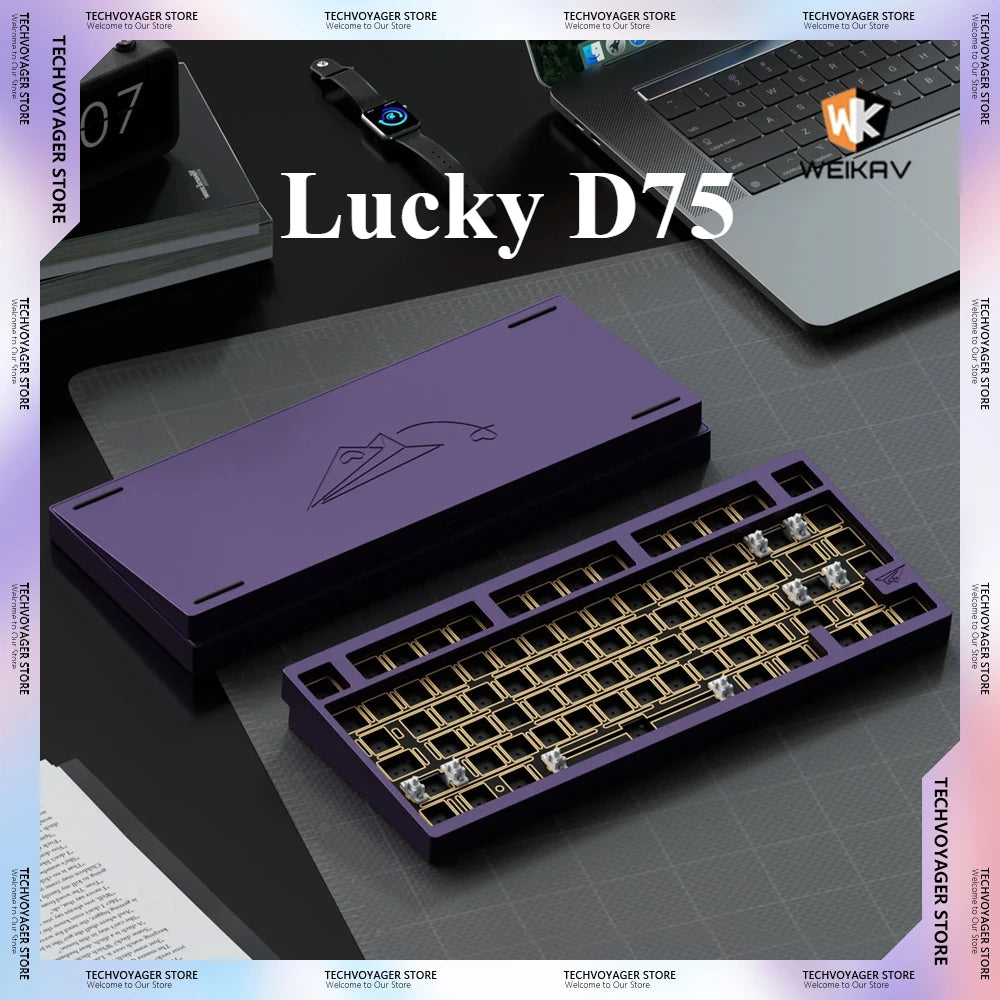 Weikav Lucky D75 Gaming Keyboards Kits Rgb Hot-Swap Aluminum Alloy Wireless Tri Mode Customized Keyboard Kit PC E-Sports Gifts