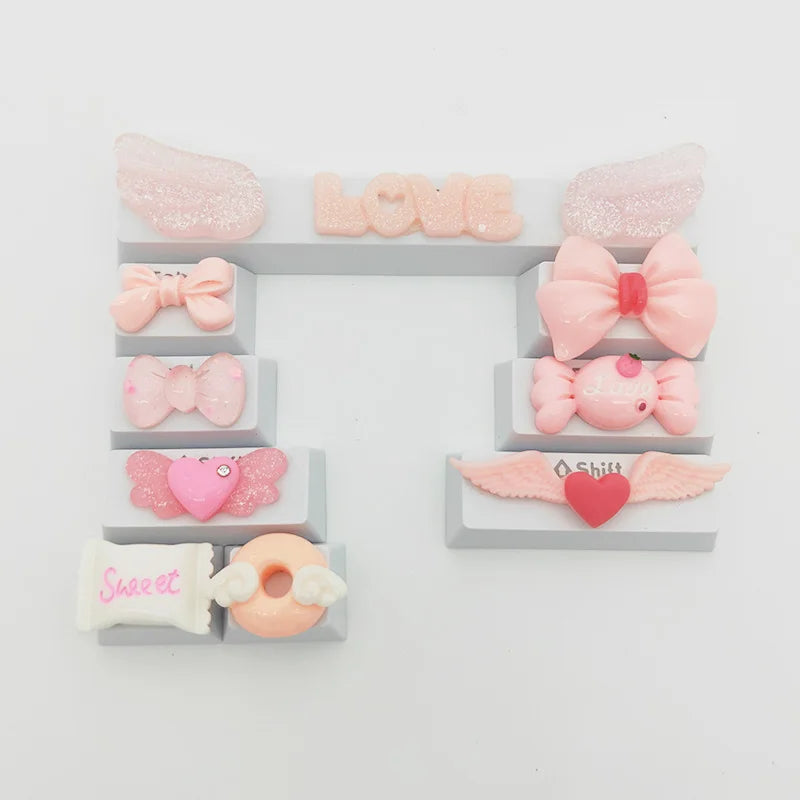 Lovely Cartoon Keycap Handmade Space Keycap Shift Backspace Enter Tab Supplement Combination Keycaps for DIY Mechanical Keyboard