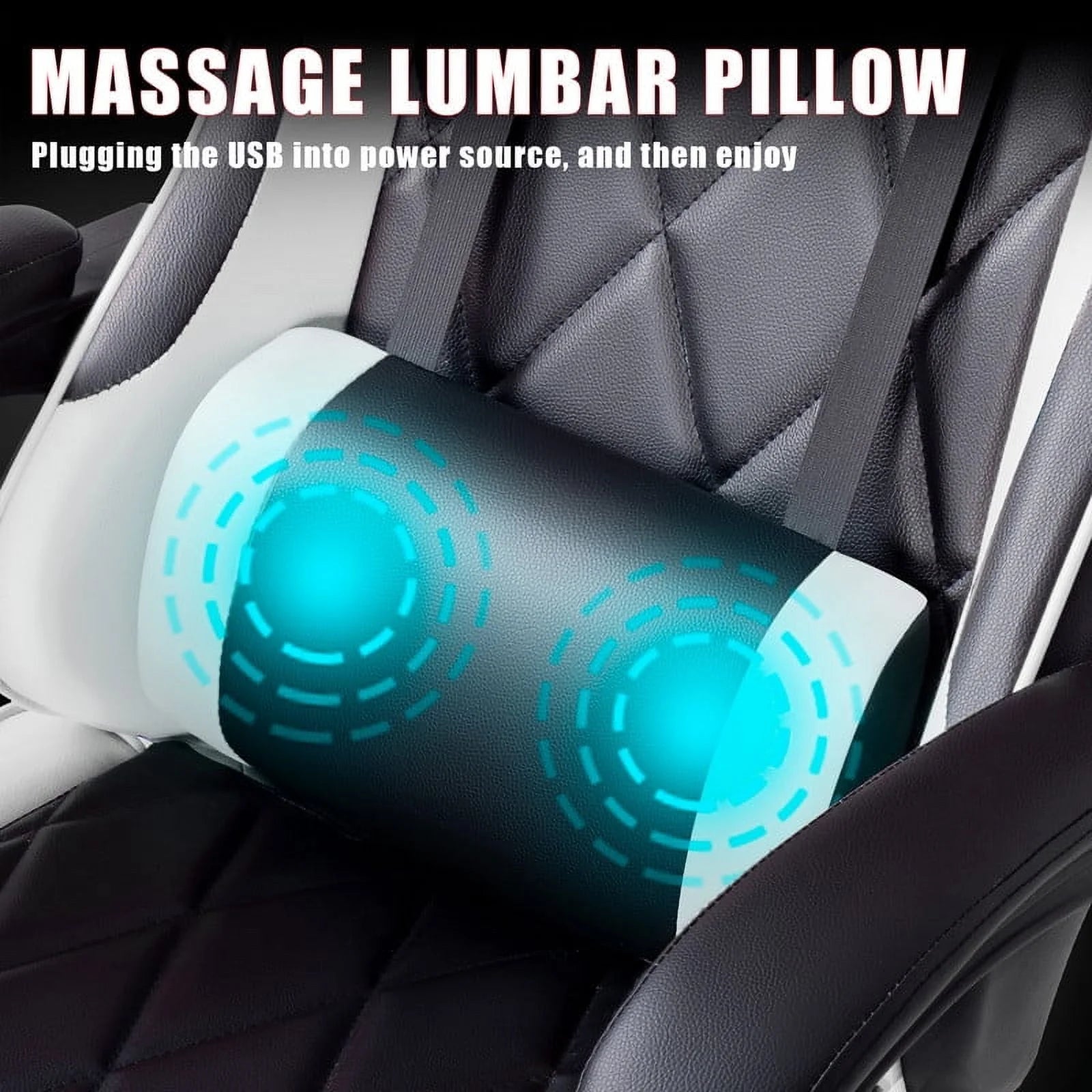 Gaming Chair Massage Office Chair Computer Racing Chair High Back PU Leather Chair, White