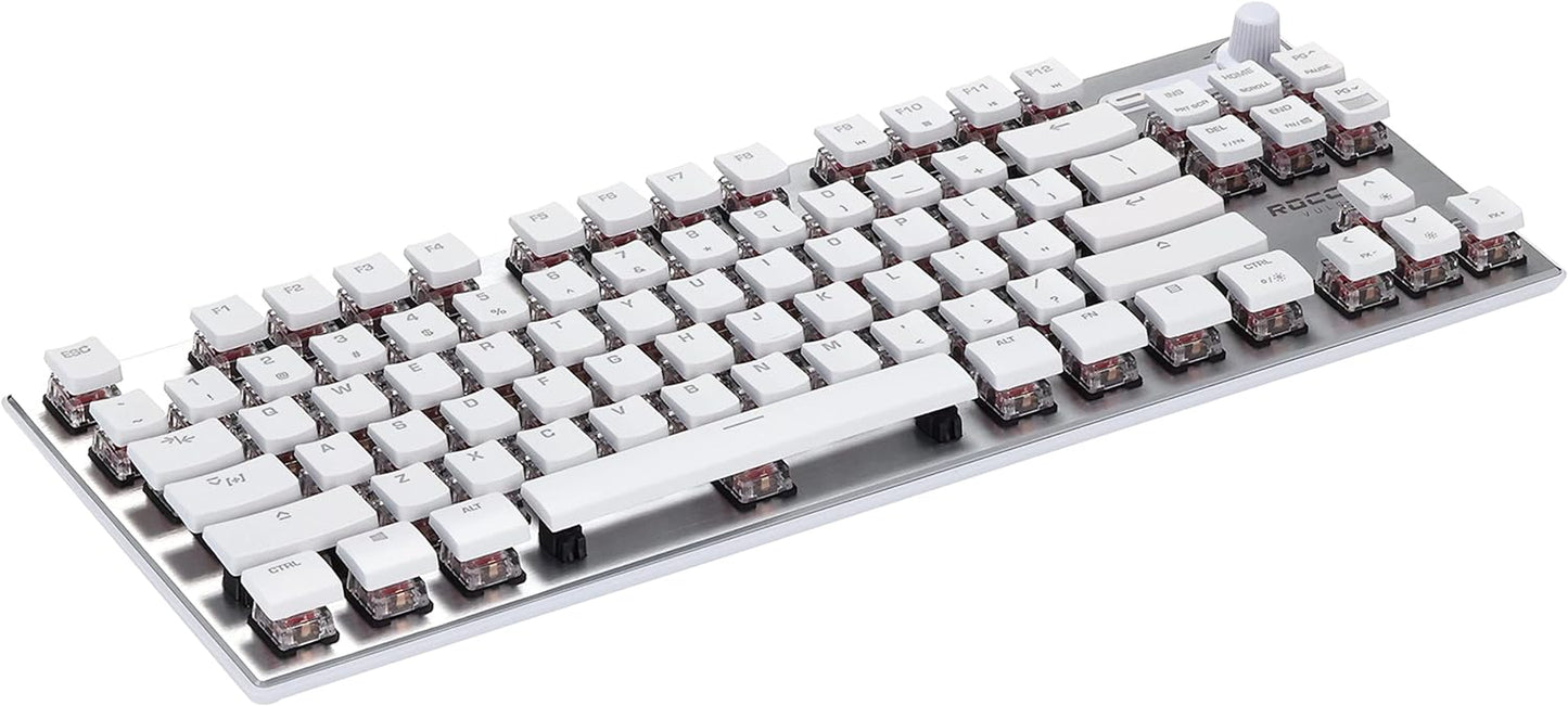 Vulcan TKL Pro PC USB-C Gaming Keyboard, Linear Optical Titan Switch, AIMO RGB Lighting, Tenkeyless Mechanical Feel Speed Keystroke, Low Profile Ergonomic Design for Wrist Rest Support, White