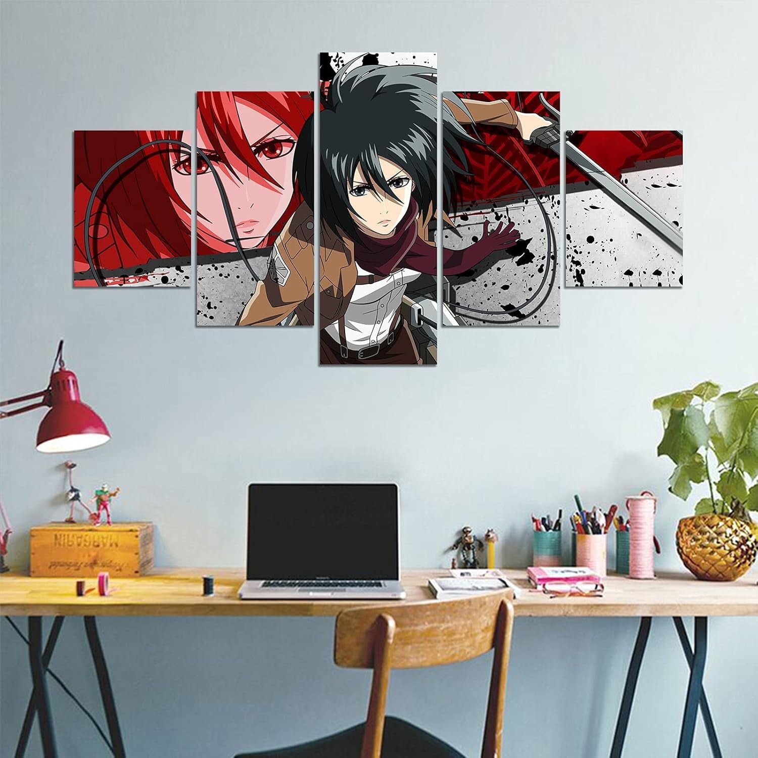 Anime Aot Mikasa Poster Print on Canvas Painting Wall Art for Living Room Decor Boy Gift (Unframed, Q-Mikasa 2)