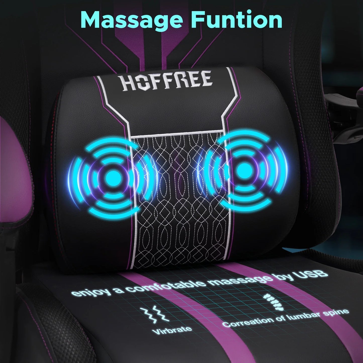 Hoffree Gaming Chair with Bluetooth Speakers Big and Tall Gamer Chair with Footrest and Massage Game Chair with Lumbar Support and 360-Swivel Seat and Headrest for Adults, 400Lbs