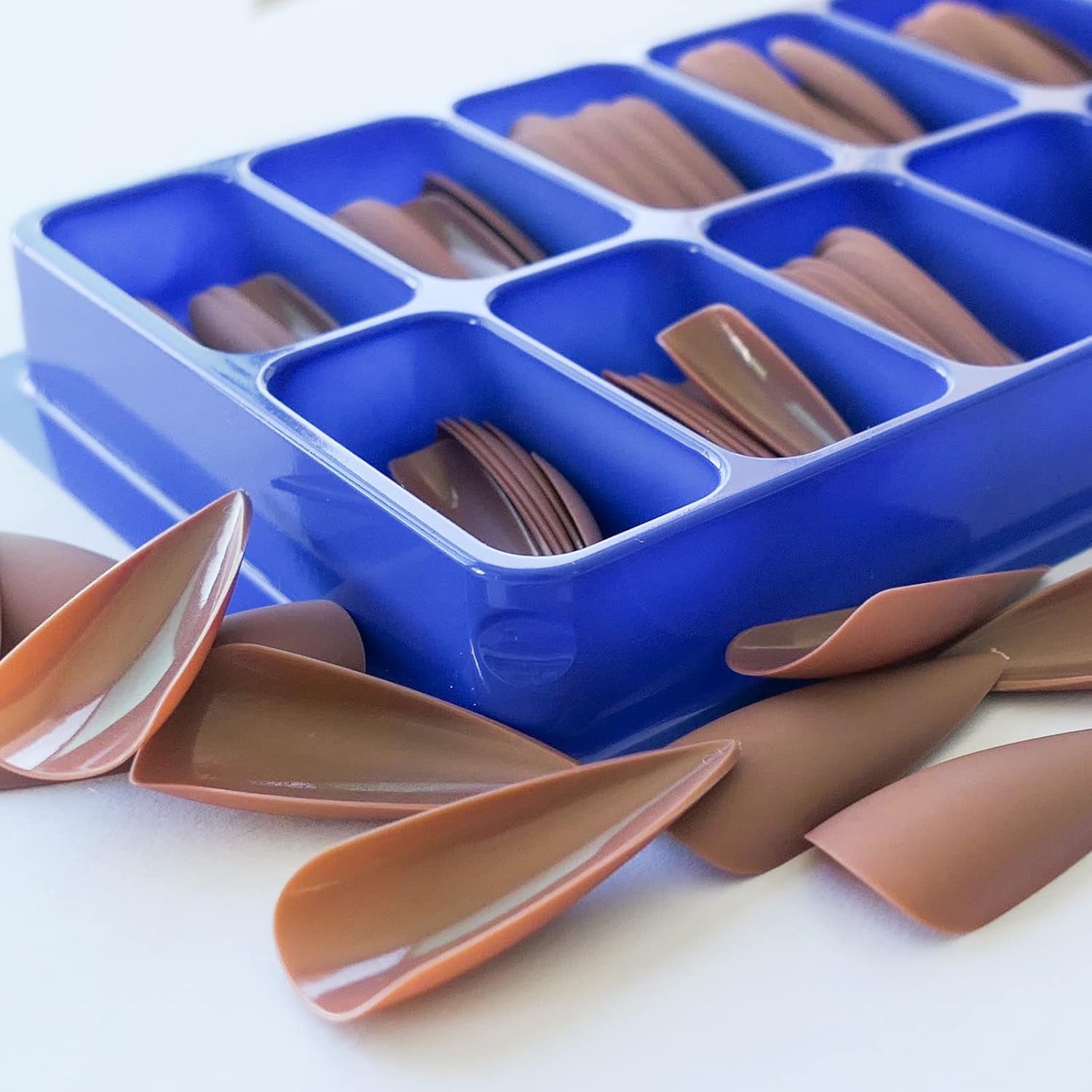 120Pcs Stiletto Press on Nails Long Full Cover Matte Brown Fake Nails Acrylic Pure Colored False Nails for Women and Girls DIY Manicure 10 Sizes