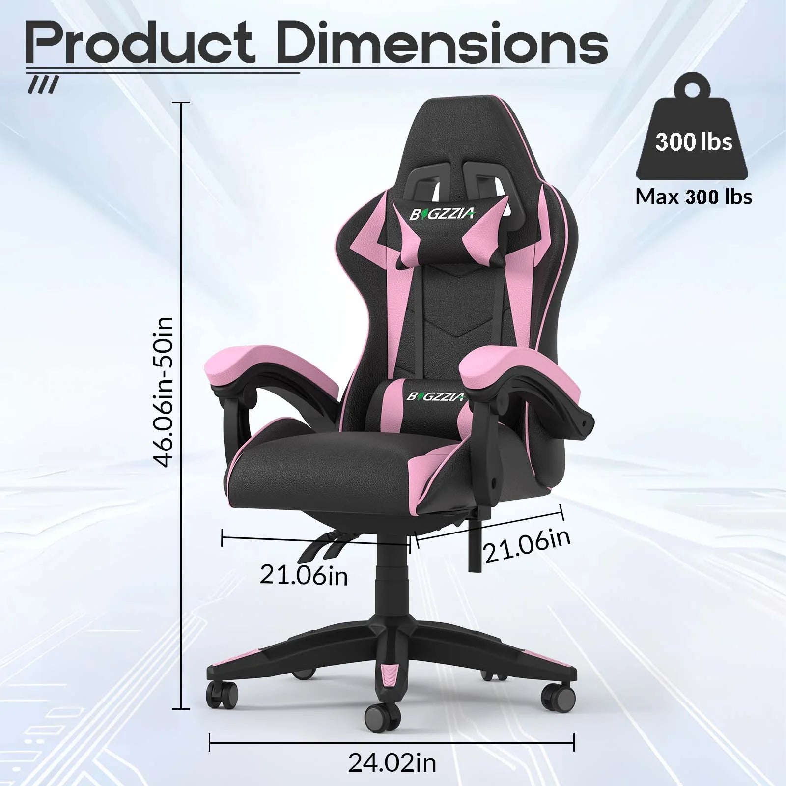 High-Back Gaming Chair PC Office Chair Computer Racing Chair PU Desk Task Chair Ergonomic Executive Swivel Rolling Chair with Lumbar Support for Back Pain Women, Men (Black&Pink)