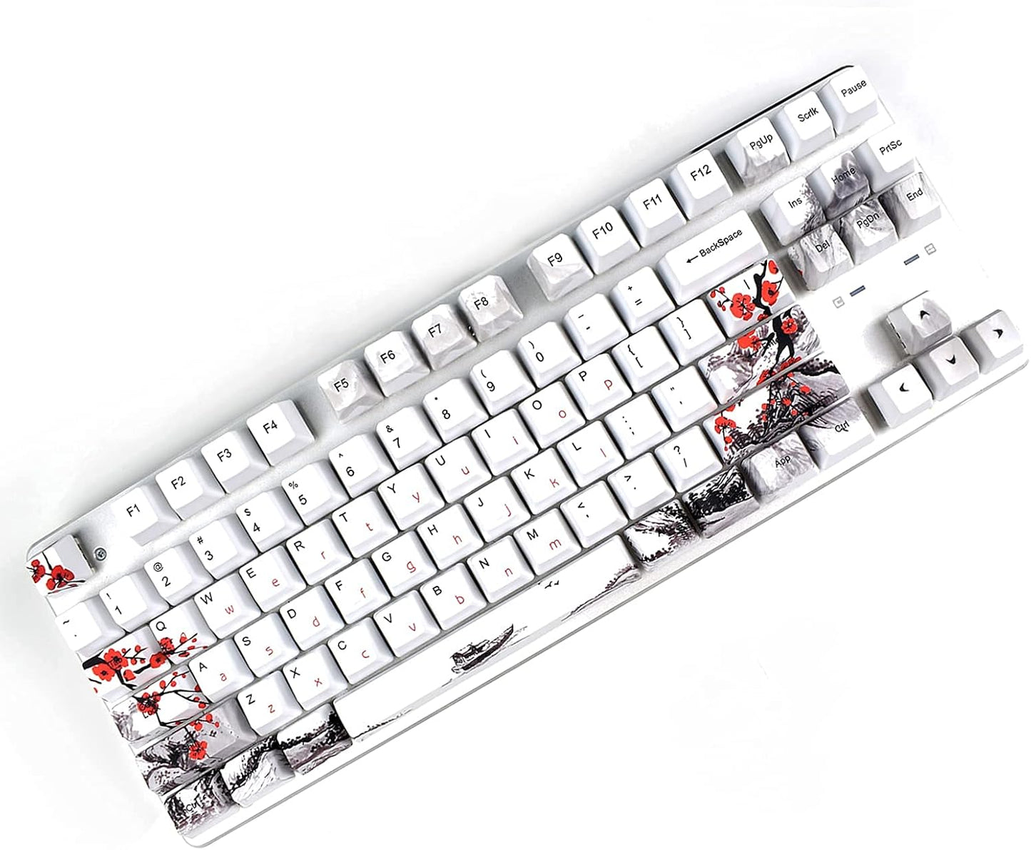 MOLGRIA Keycaps 110 Set for Full Size Mechanical Keyboard, Custom PBT OEM Profile Key Caps Japanese Style with Keycap Puller for Cherry MX 104/87/71/61 60 Percent Keyboard(Plum Blossom)