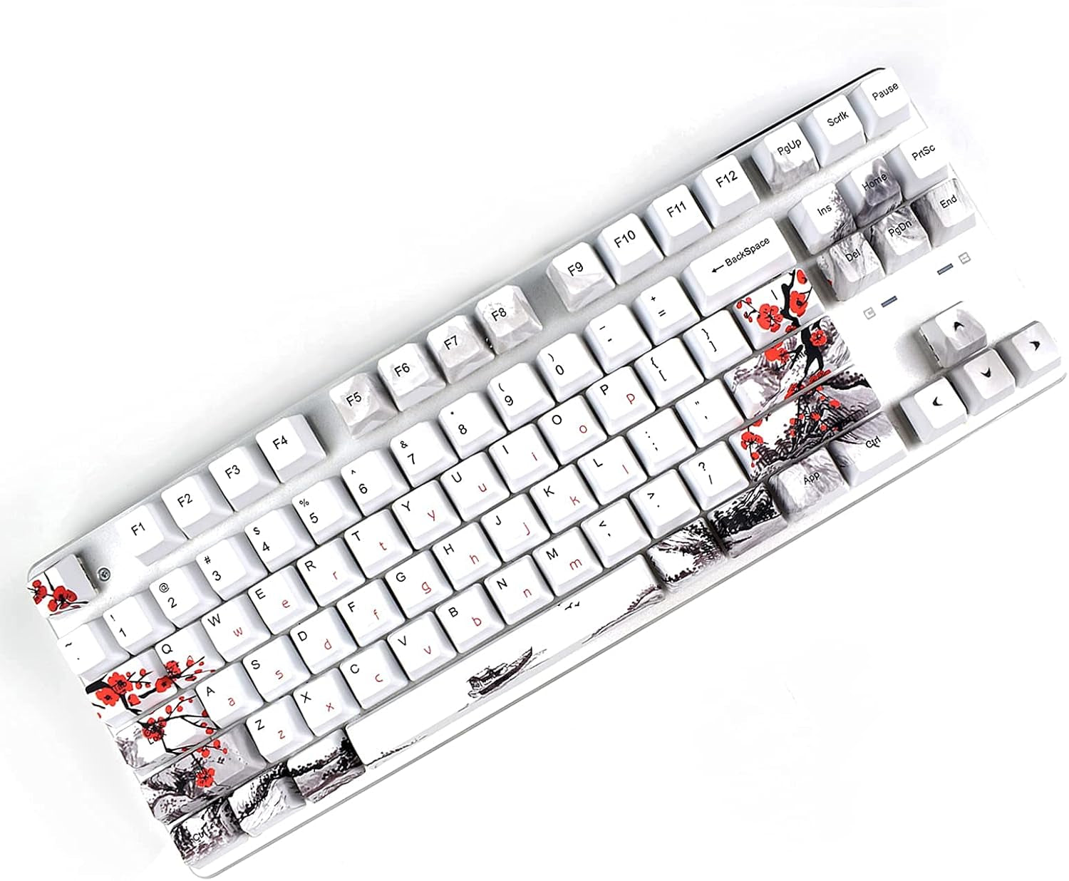 MOLGRIA Keycaps 110 Set for Full Size Mechanical Keyboard, Custom PBT OEM Profile Key Caps Japanese Style with Keycap Puller for Cherry MX 104/87/71/61 60 Percent Keyboard(Plum Blossom)