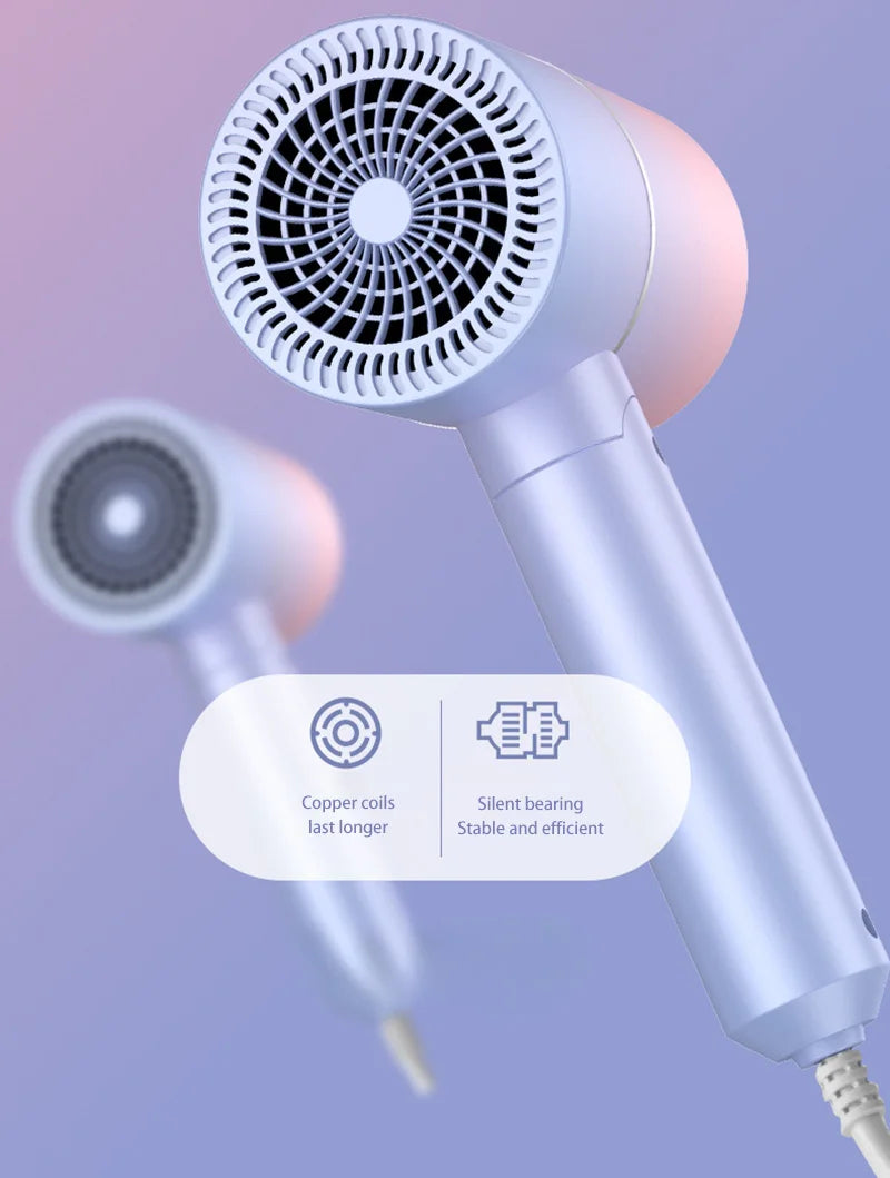 Portable Anion Hair Dryer Quick Dry with Diffuser Blue Light Hair Care Professional Foldable Home Travel Hair Care Dryer 2025