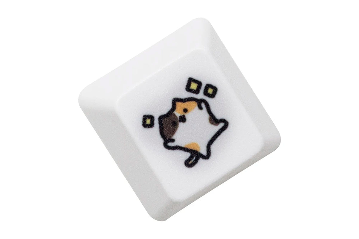 Cute Little Calico Cat Keycap Kitty Meme Keycap Dye Subbed Keycaps for Mx Stem Gaming Mechanical Keyboards Orange White Black