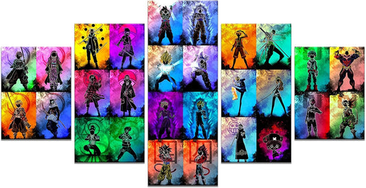 Anime Poster Print on Canvas Painting Wall Art for Living Room Decor Boy Gift (Unframed, Q-Colorful Anime)