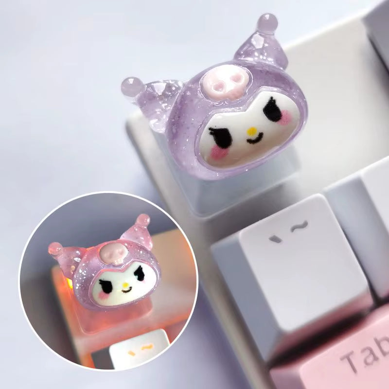 Diy Sanrio Translucent Keycap for Cross Axis Mechanical Keyboards Female Love Kuromi Key Cover