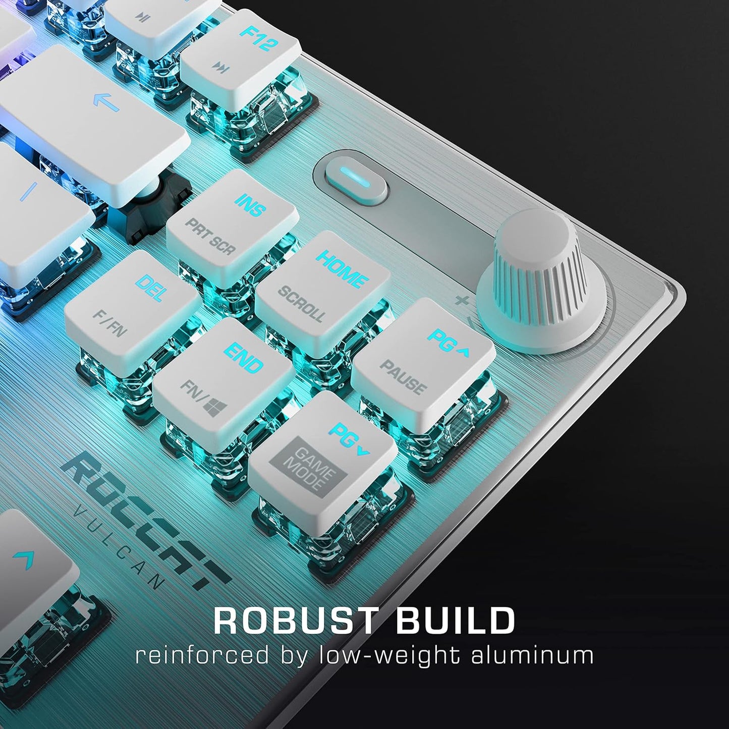 Vulcan TKL Pro PC USB-C Gaming Keyboard, Linear Optical Titan Switch, AIMO RGB Lighting, Tenkeyless Mechanical Feel Speed Keystroke, Low Profile Ergonomic Design for Wrist Rest Support, White