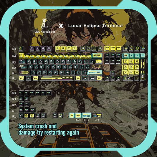 LEA Cyberpunk Theme Keycap Set PBT Keyboard Cap Light Transmission Keycap Thermal Sublimation Mechanical Keyboard PC Accessories