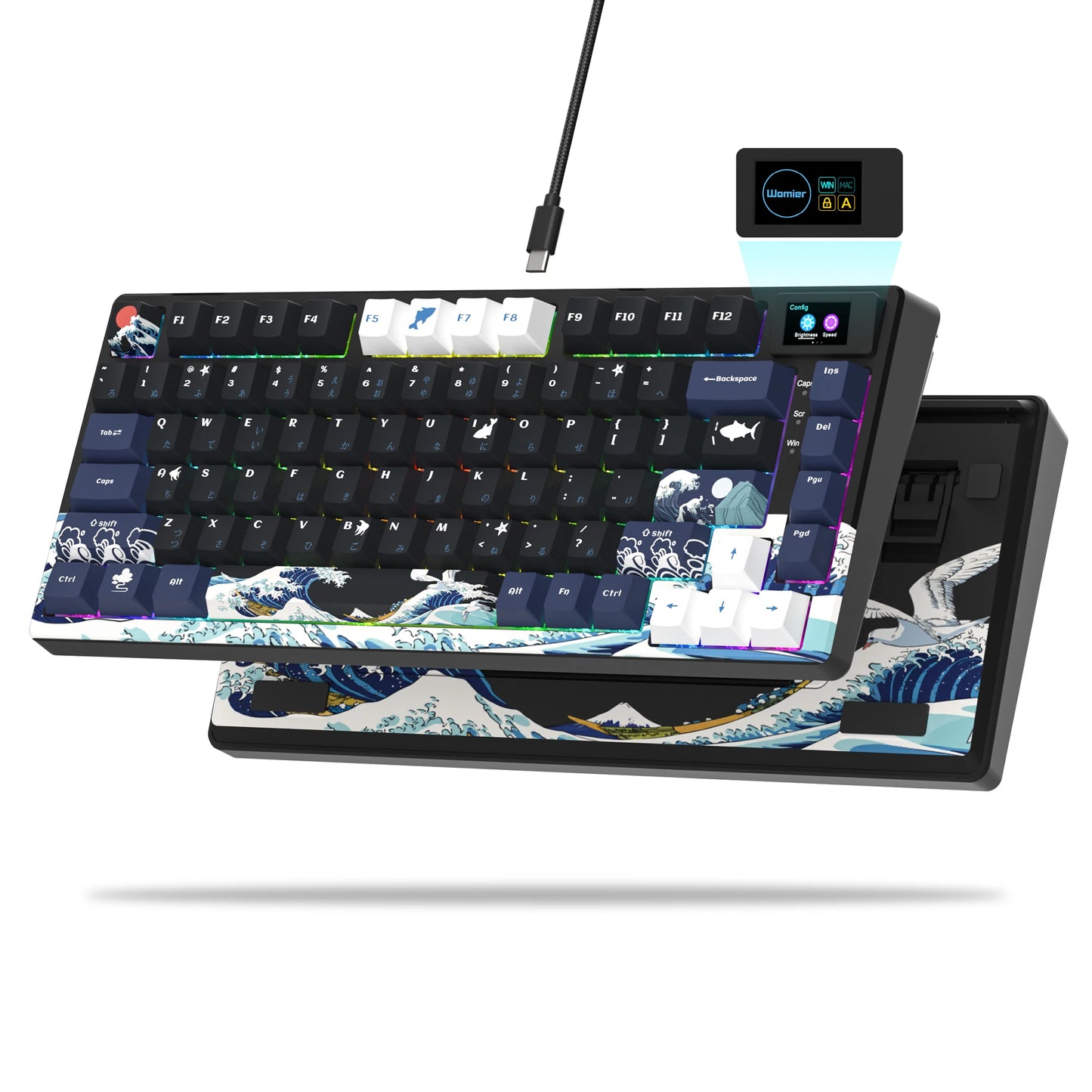 S-K80 Gamer Keyboard with Color OLED Display Mechanical Gaming Keyboard Hot Swappable Gasket Mount RGB Custom Keyboard