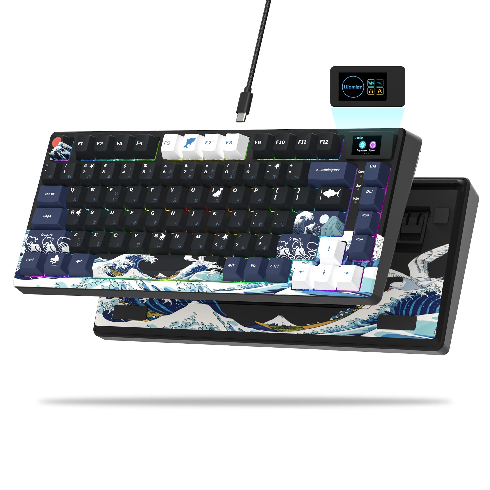 S-K80 Gamer Keyboard with Color OLED Display Mechanical Gaming Keyboard Hot Swappable Gasket Mount RGB Custom Keyboard