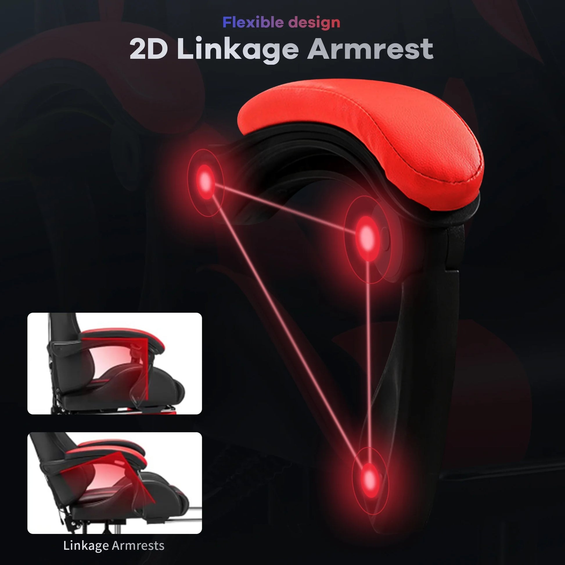 Gaming Chair, CHAHO Ergonomic Office Gaming Chair Computer Racing Chair with Footrest Lumbar Support Headrest and Bluetooth Speakers for Adults, Red