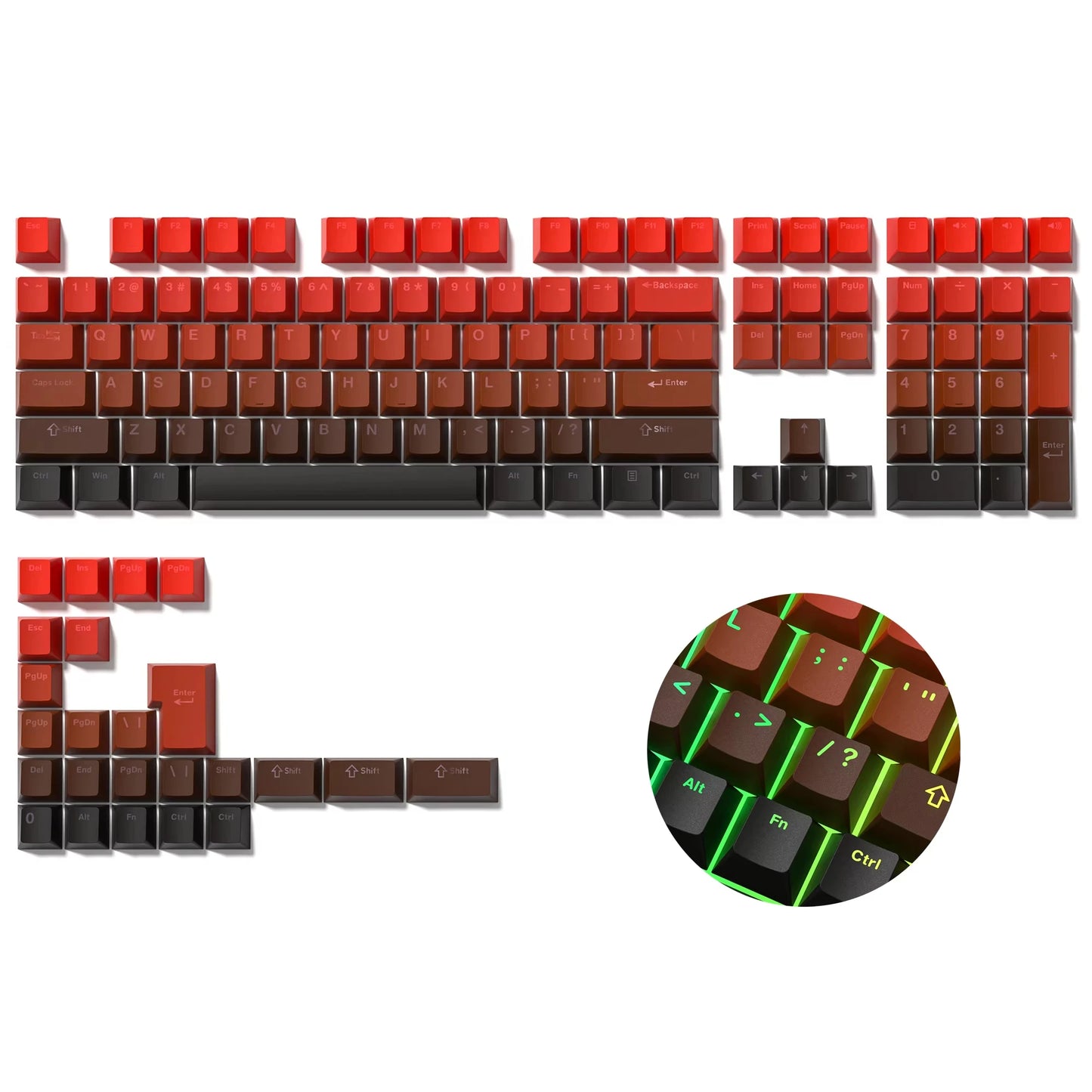 134 Key Black Topographic 4.0 PBT Keycaps Double Shot Side Print Shine through Backlit Key Caps for MX Gamer Mechanical Keyboard