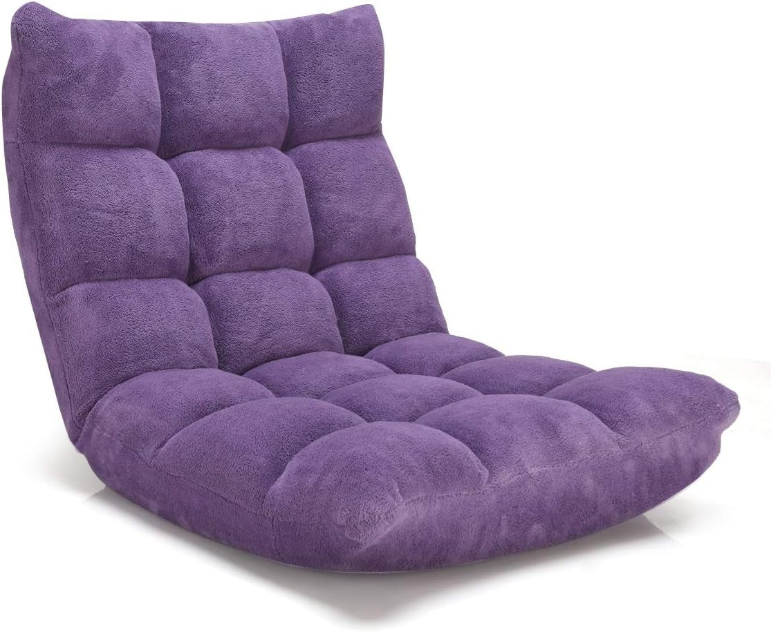 Adjustable Aluminum Lounge Chair, Tender Violet, Foam and Coral Fleece Upholstery, 14 Positions, 35.5"W X 29"D X 31"H