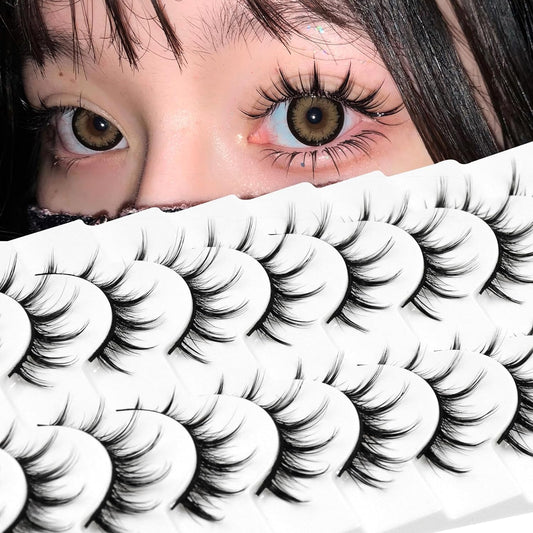 10 Pairs Manga Lashes Anime Cosplay Lashes Janpanese Style 16Mm Spiky Lashes Extensions Manhua Natural Makeup Look Doll Eye Lashes Daily & Party by AUGENLI (A2)