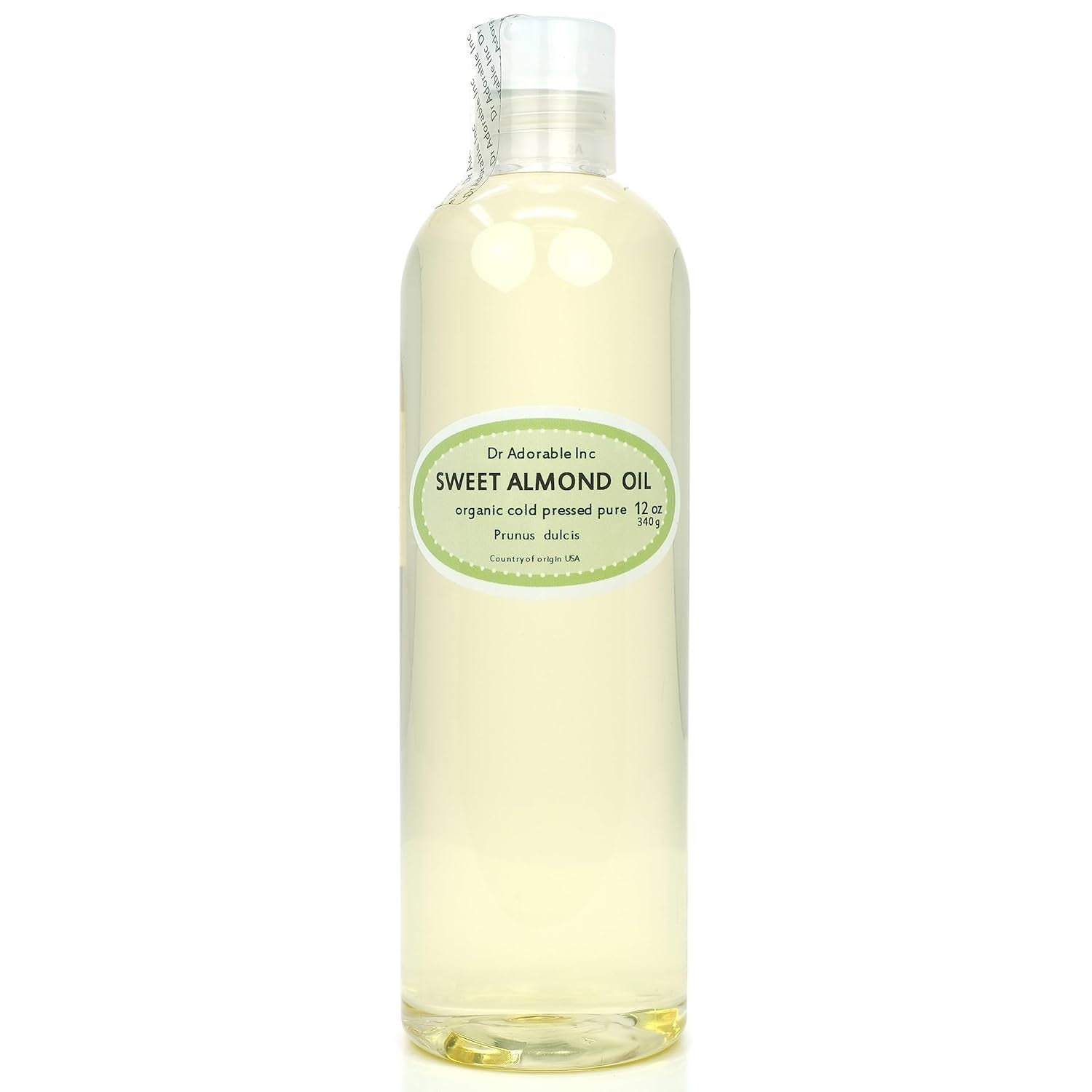 Sweet Almond Oil Organic Pure Cold Pressed by Dr.Adorable 12 Oz