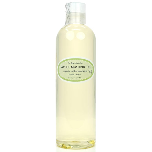 Sweet Almond Oil Organic Pure Cold Pressed by Dr.Adorable 12 Oz