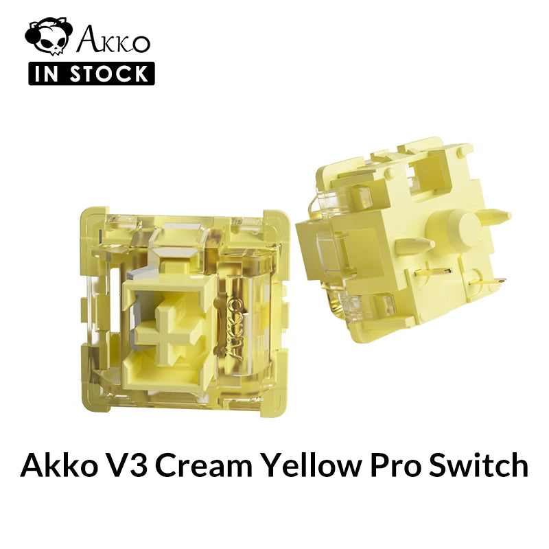 V3 Cream Yellow Pro Switch 5 Pin 50Gf Linear with Stable Dustproof Stem for Mx Mechanical Keyboard (45 Pcs)