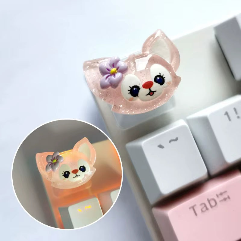 Diy Sanrio Translucent Keycap for Cross Axis Mechanical Keyboards Female Love Kuromi Key Cover