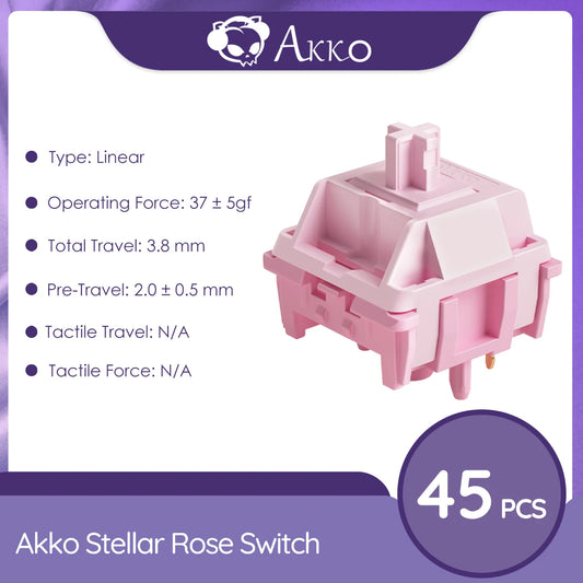 Stellar Rose Switch 5 Pins 37Gf Low Operating Linear Switches Factory Lubed Compatible with MX Mechanical Keyboard (45 Pcs)