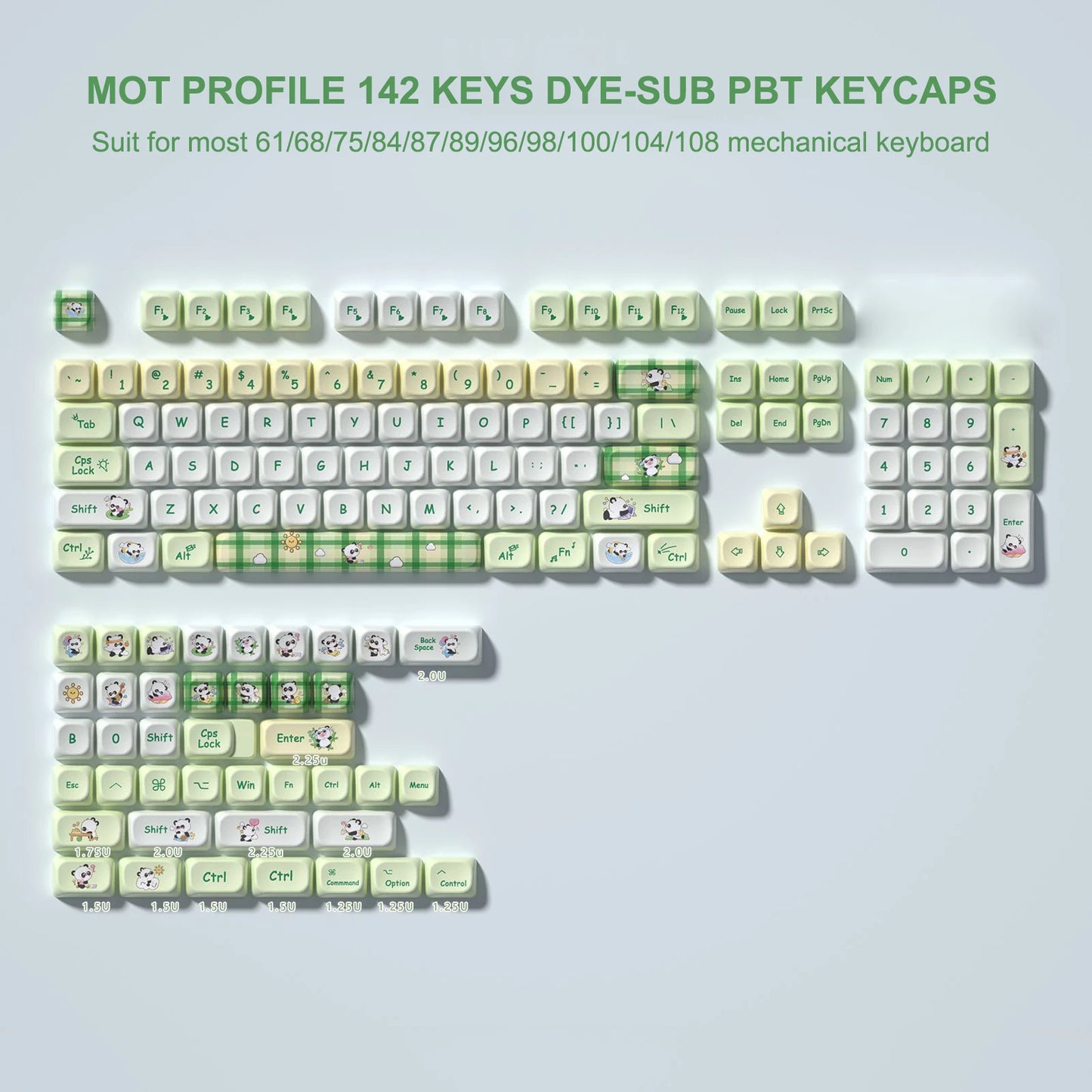142 Keys Bow PBT Keycaps MOA Profile PBT Dye Sublimation DIY Key Caps for 61/87/104 Cherry MX Switch Gaming Mechanical Keyboard