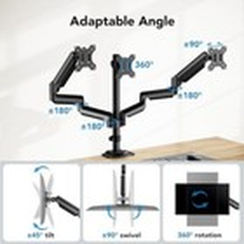 Triple Monitor Mount for 13-27 Inch Computer Screens, Triple Monitor Stand