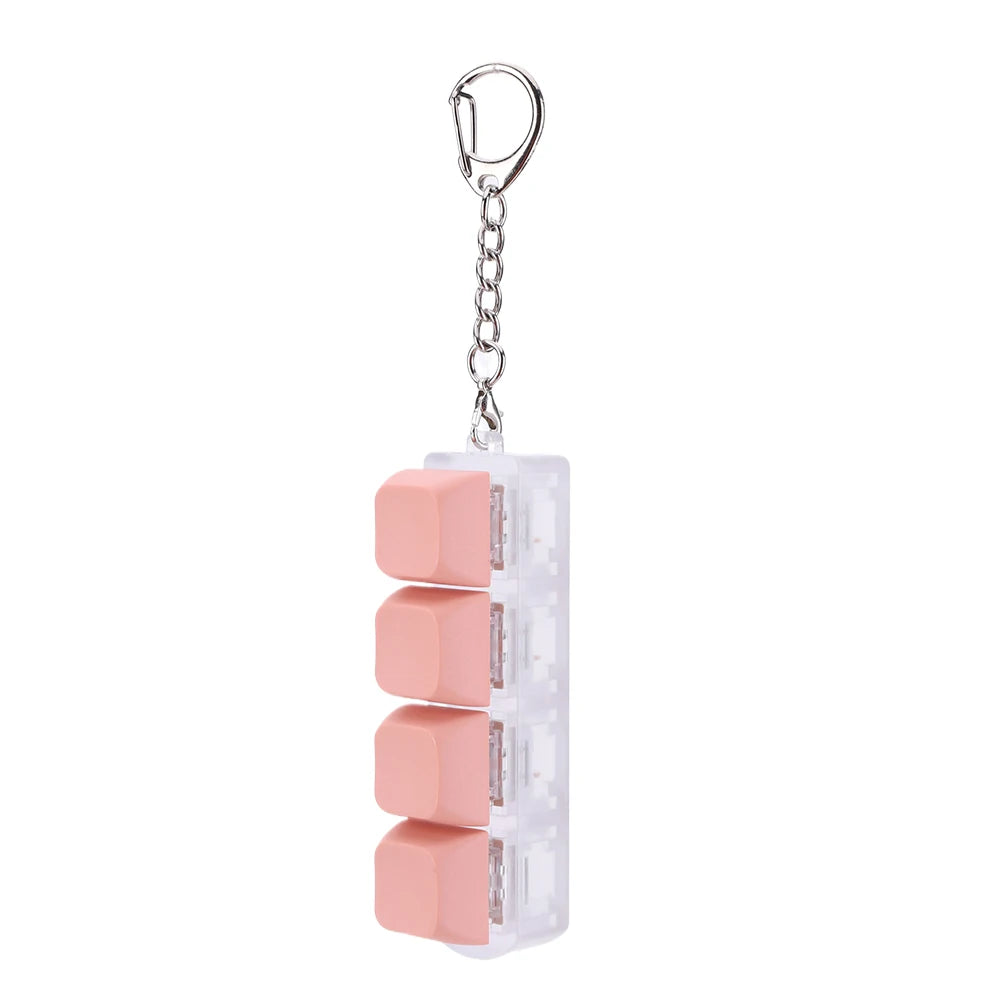 Button Keycap Fidget Keychain 4 Keys Keyboard Decompression Toys DIY Keyboard Keychain Toys for Adult Gifts to Relief Pass Time