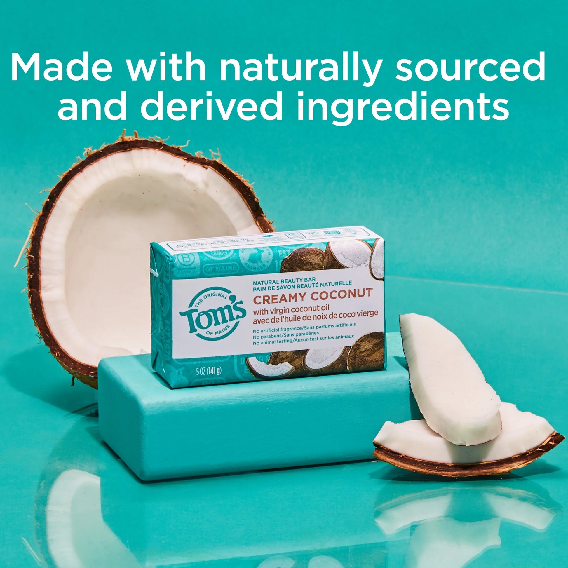 (2 Pack) Tom’S of Maine Natural Beauty Bar Soap for Women and Men, Creamy Coconut, 5 Oz Bar