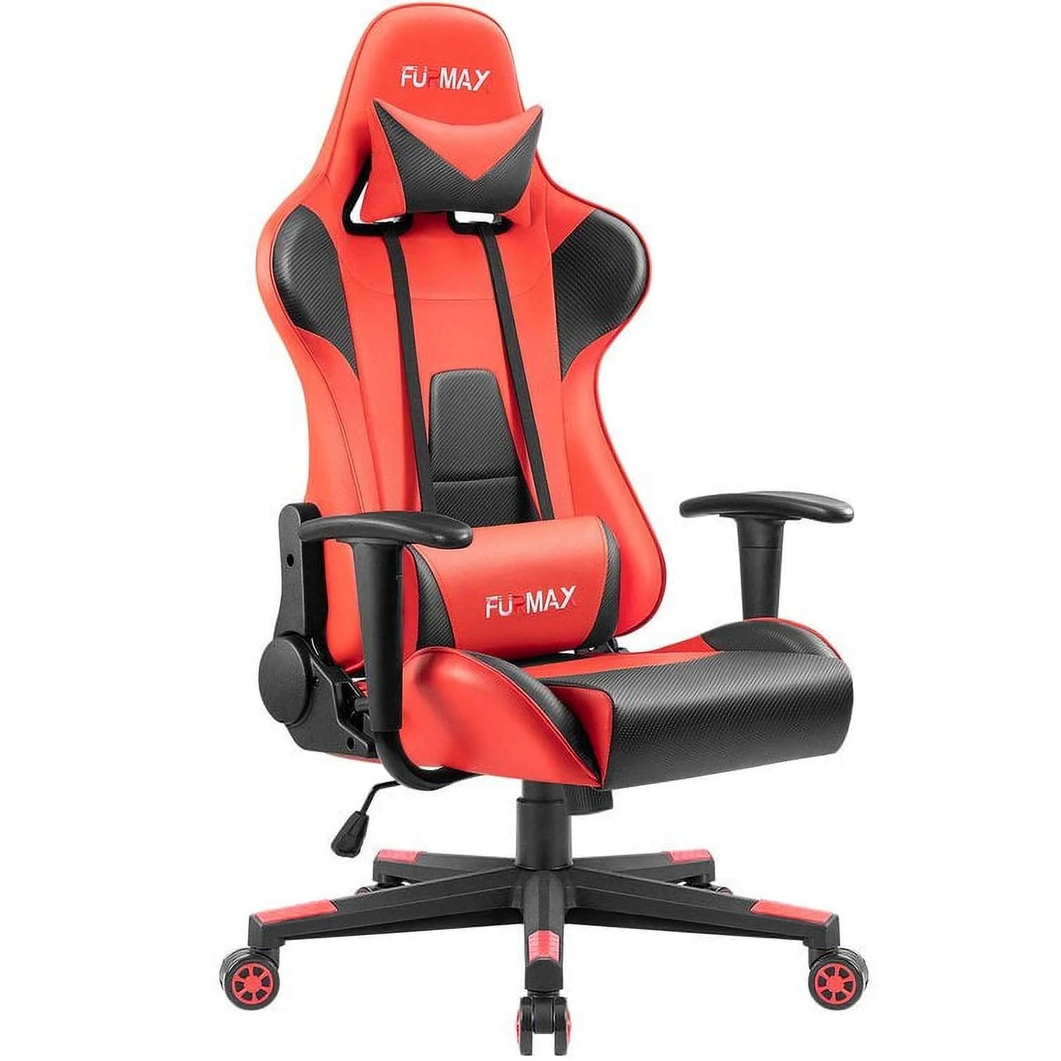 High-Back Gaming Office Chair Ergonomic Racing Style Adjustable Height Executive Computer Chair with Adjustable Headrest and Lumbar Pillow, Black/Red