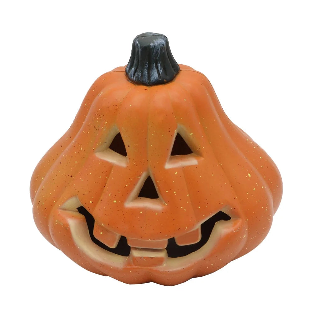 Fridja Halloween Decor LED Pumpkin Lantern Scene Layout Home Decoration Halloween Decorations Light up Pumpkin 3D Fall Resin Pumpkin Battery Operated Orange