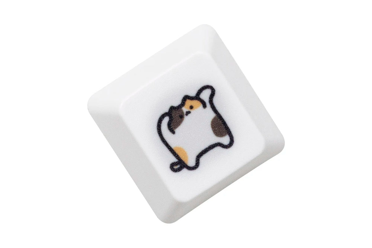 Cute Little Calico Cat Keycap Kitty Meme Keycap Dye Subbed Keycaps for Mx Stem Gaming Mechanical Keyboards Orange White Black